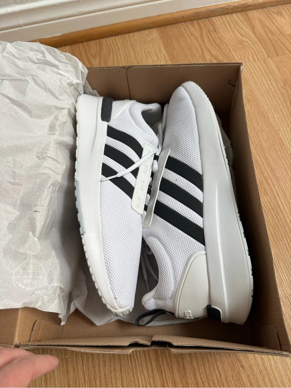 NIB Adidas Racer TR21 Cloudfoam Shoes White Black Men’s Size 13